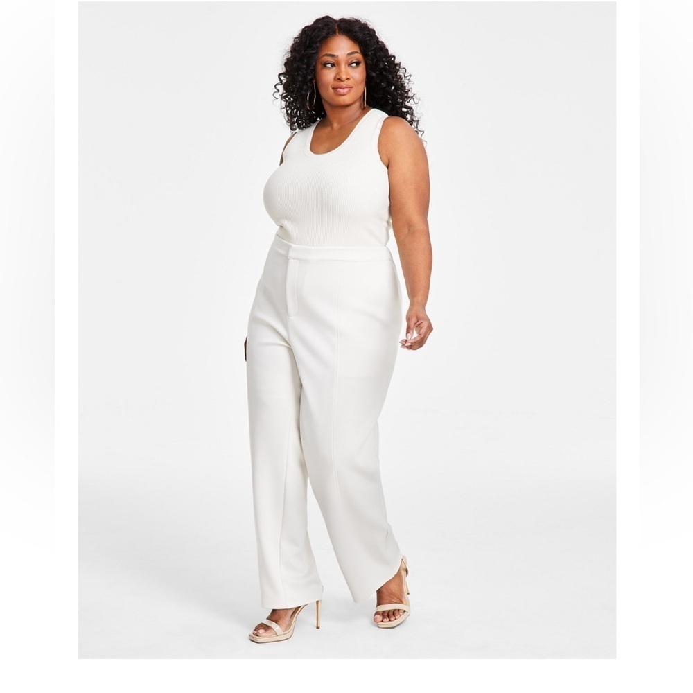 ✨ NWT Nina Parker x Macy's Off-White Wide-Leg Dress Pants Size 24W 🤍